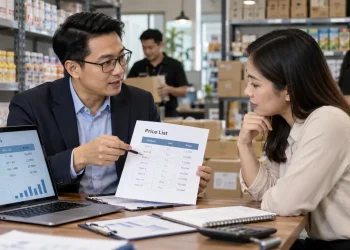 Konsultan bisnis membantu membuat price list efektif untuk meningkatkan kinerja tim sale